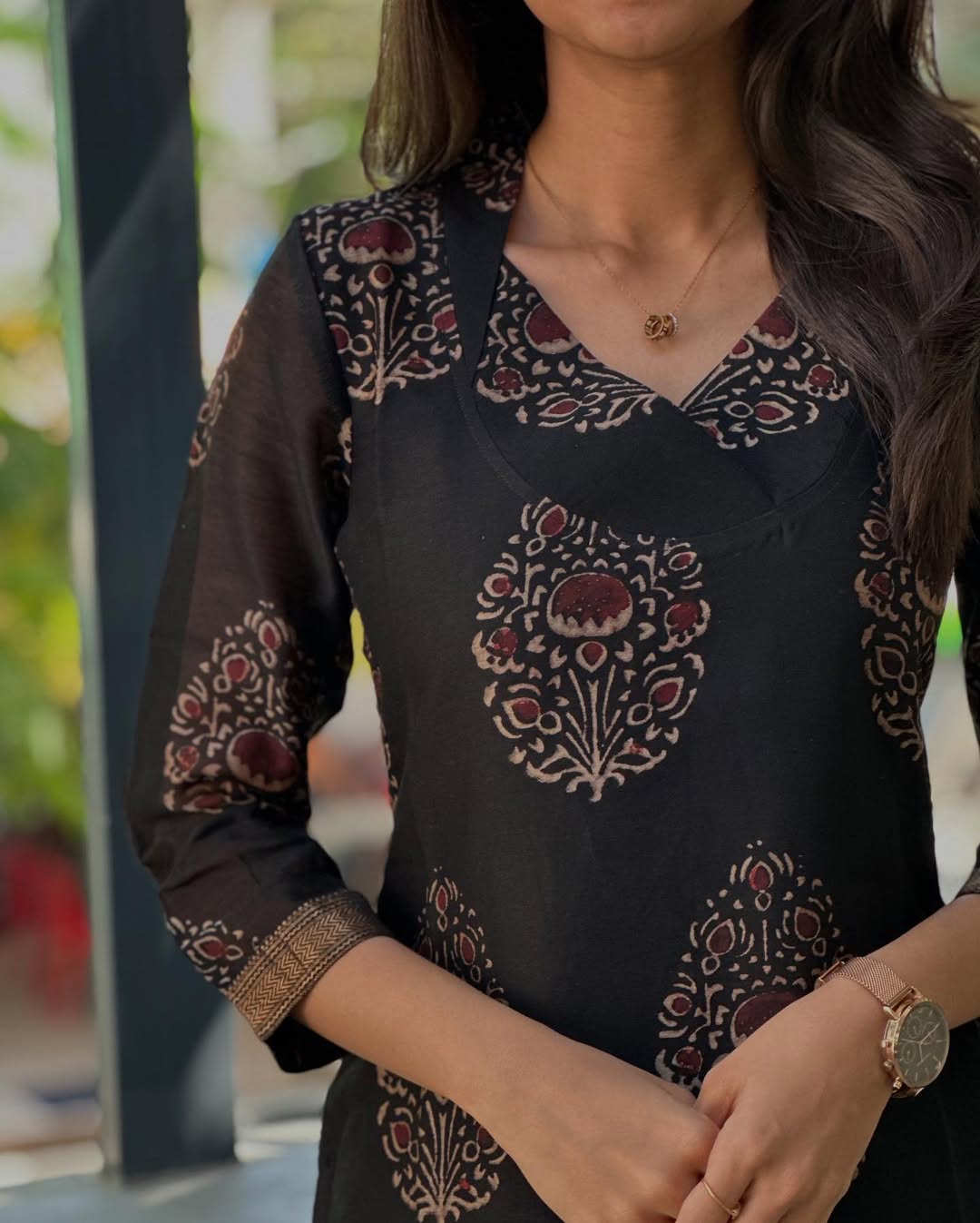 Black Block print with dupatta