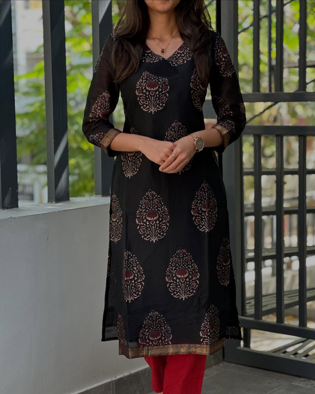 Black Block print with dupatta