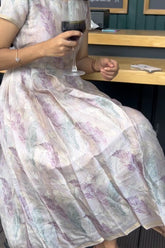 Lilac Satin organza Midi Dress