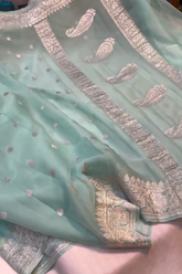 Light Sea Green Silk Zari Saree