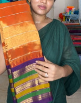 Orange Multi Gadhwal Silk Saree