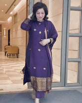 Purple Cotton Jari Suit