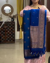 Royal Blue Cotton Jari Suit