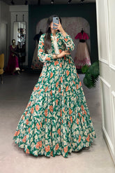 Twirl in Triple-Layer Floral Georgette