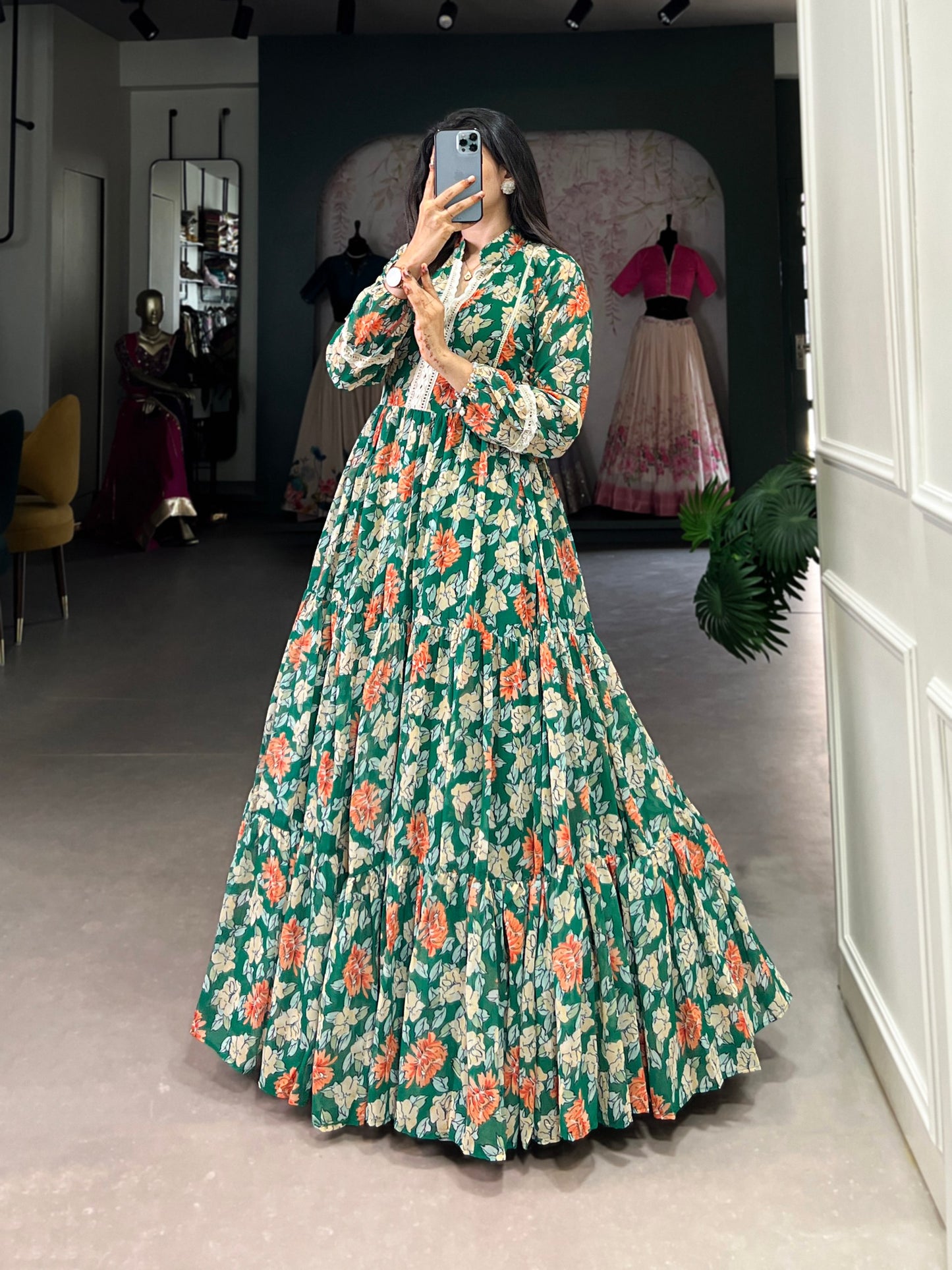 Twirl in Triple-Layer Floral Georgette