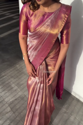 Shimmering Rose Silk Saree