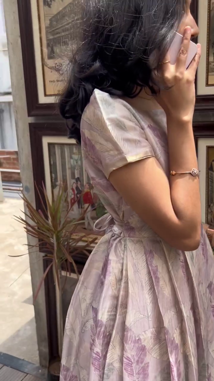 Lilac Satin organza Midi Dress