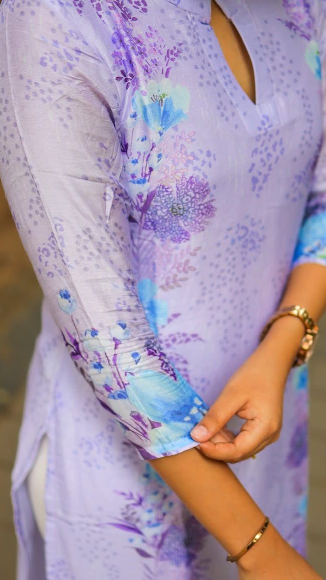 Lavender muslin kurti