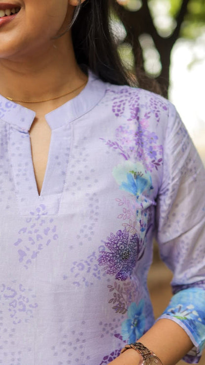 Lavender muslin kurti