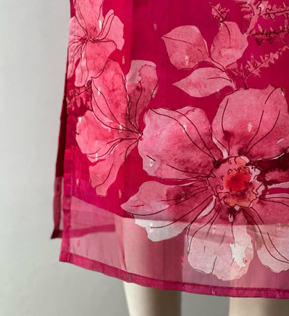Rani Pink Organza Kurti With Dupatta