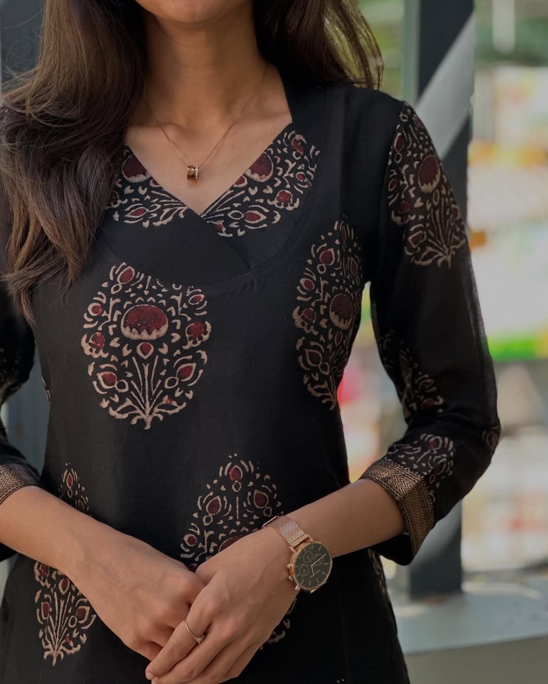 Black Block print with dupatta