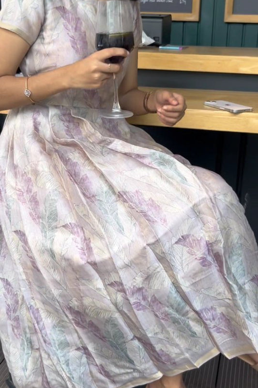 Lilac Satin organza Midi Dress