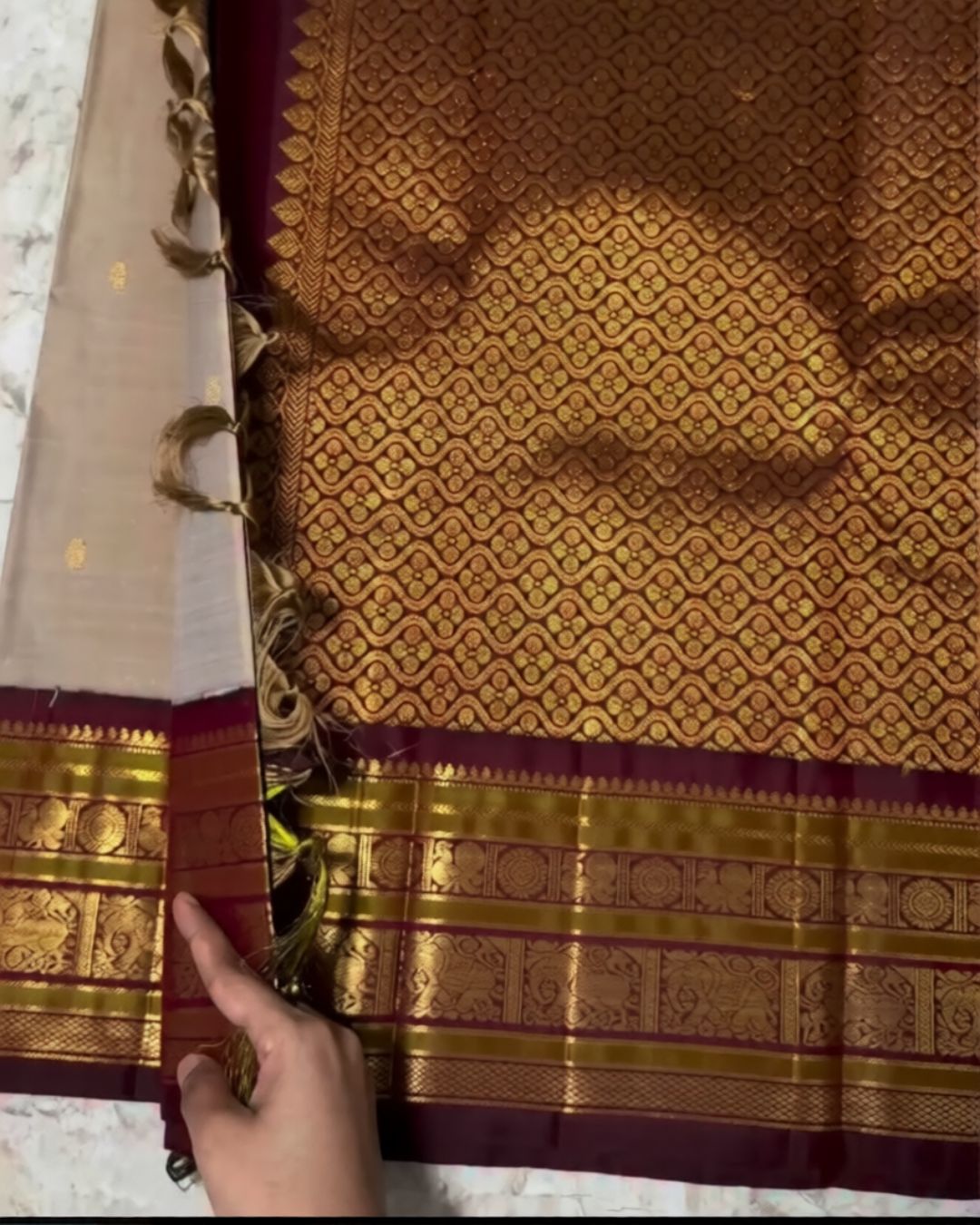 Dusky Cream Silk Saree