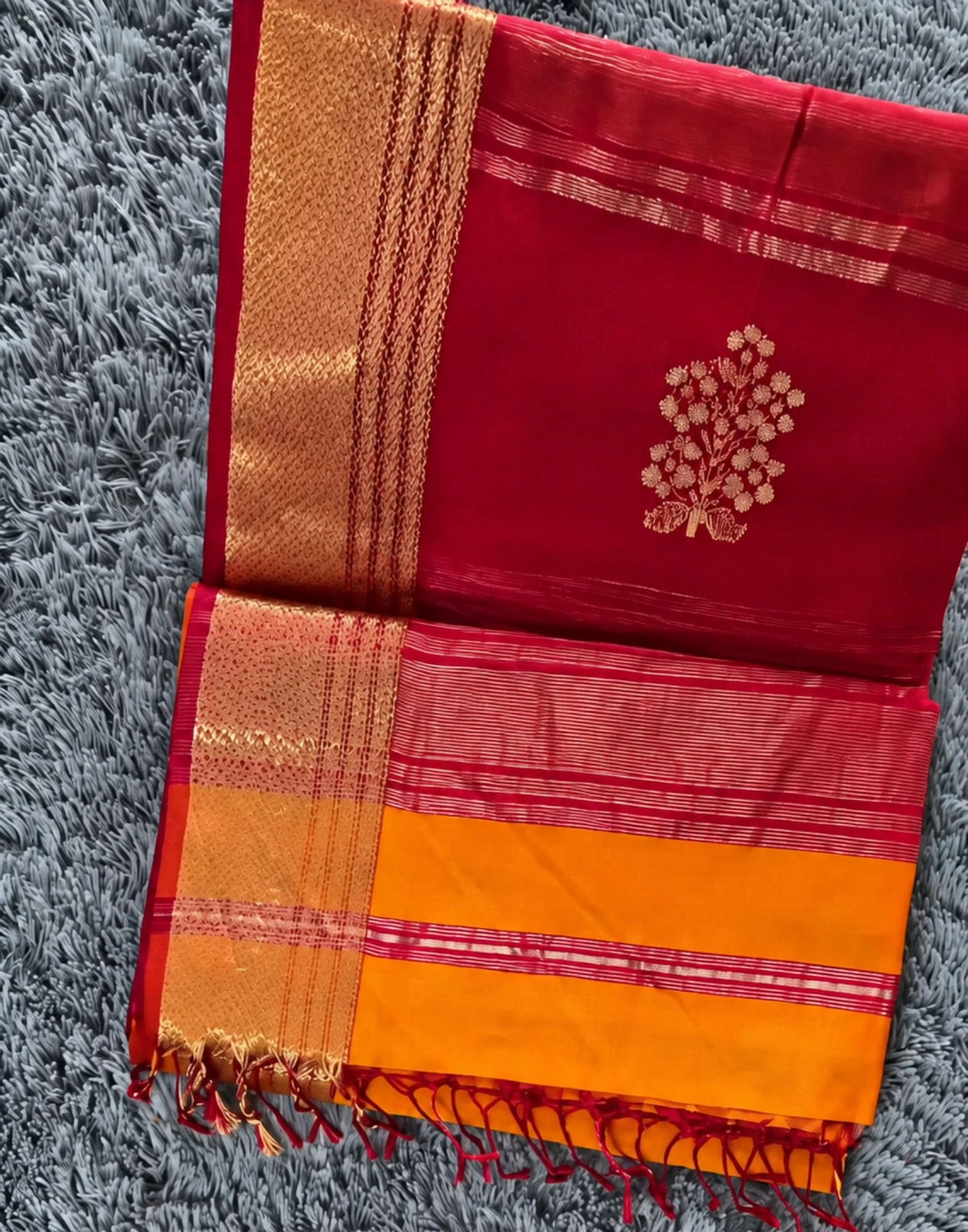 Sindoori Maheshwari Silk Saree