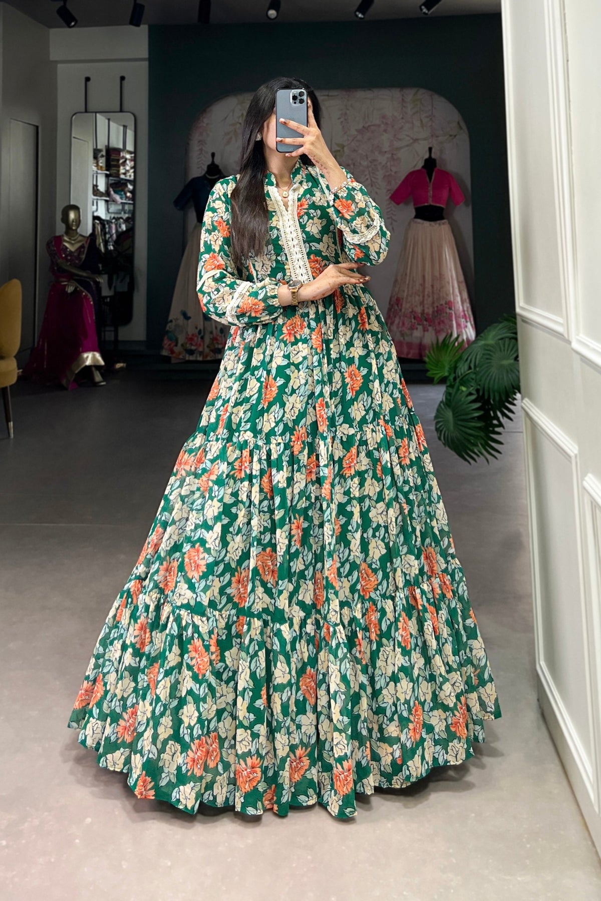 Twirl in Triple-Layer Floral Georgette