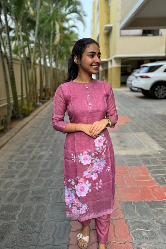 Elegent Pink Kurti with Dupatta