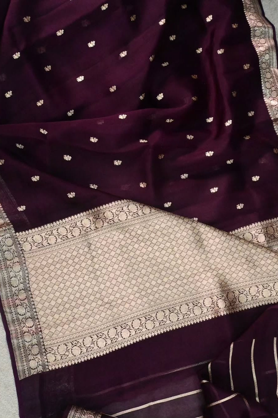 Midnight Bloom Silk Saree